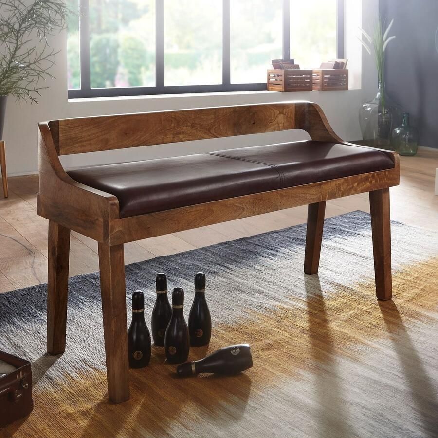Ervesto Bank Echt Leer Gestoffeerde Bank Lederen Bedbank Bruin Modern en Duurzaam Handgemaakt en Comfortabel