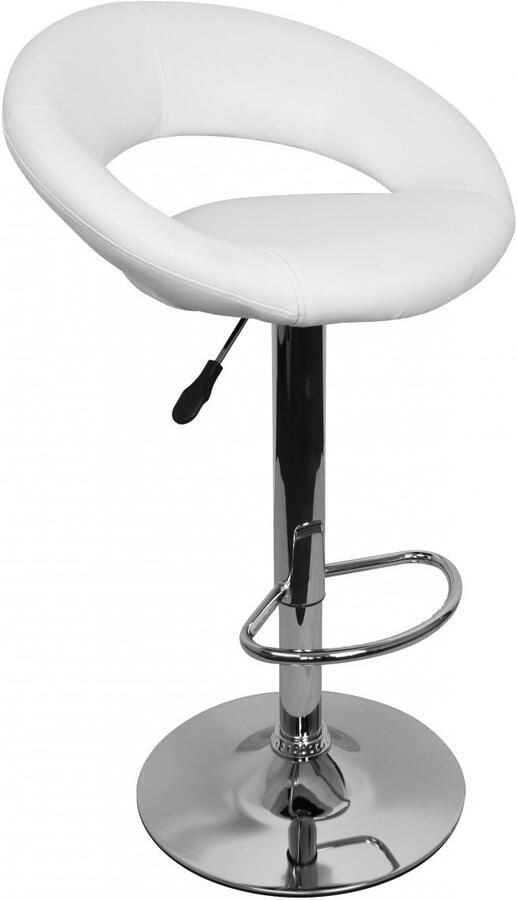 Ervesto barkruk kruk hoes kunstleer wit in hoogte verstelbare design barstoel zonder rugleuning chroom 110 kg