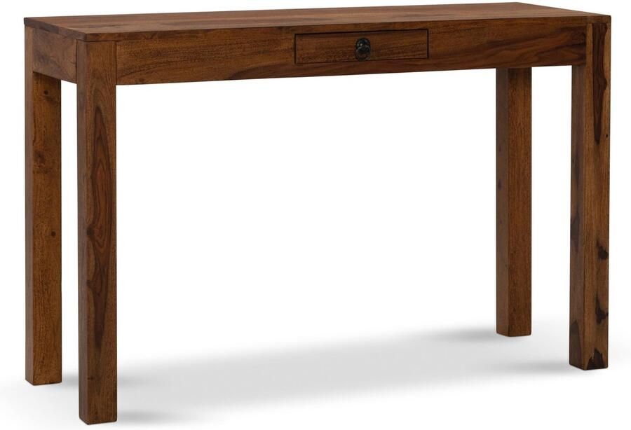 Ervesto bureau 118x40x76 cm Sheesham massief houten computerbureau met lade thuiskantoor bureau massief smal ruimtebesparend houten tafel laptoptafel studie opslagruimte