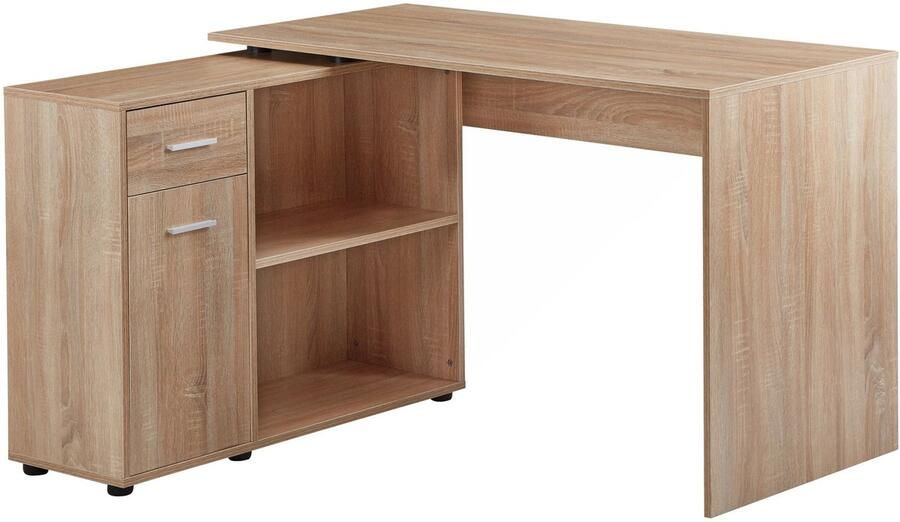 Ervesto design hoekbureau met plank Sonoma 120 x 75 5 x 106 5 cm Moderne bureau computer tafel studie Hoek bureau thuiskantoor