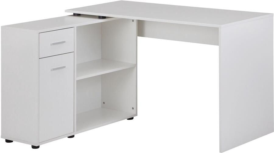Ervesto design hoekbureau met plank wit 120 x 75 5 x 106 5 cm Moderne bureau computer tafel studie Hoek bureau thuiskantoor