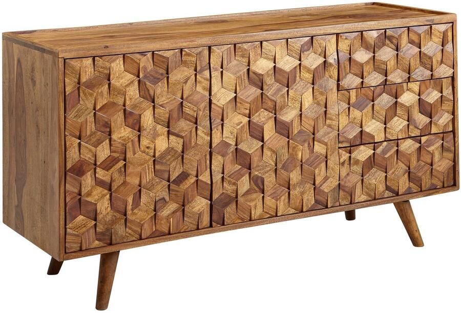 Ervesto dressoir 138x76x45 cm massief sheeshamhouten dressoir met deuren en lades Dressoir dressoirkast hout modern Staande kasten woonkamer