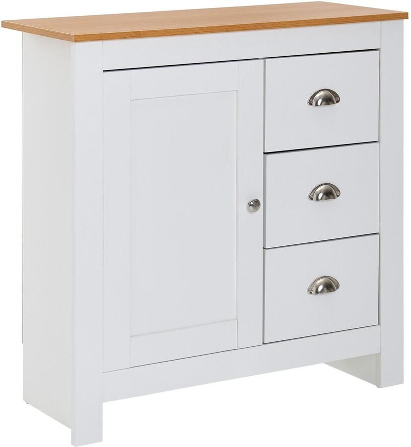 Ervesto dressoir met 3 lades 79x81x35 cm ladekast wit eiken modern Design hoog dressoir met deur Commode woonkamer