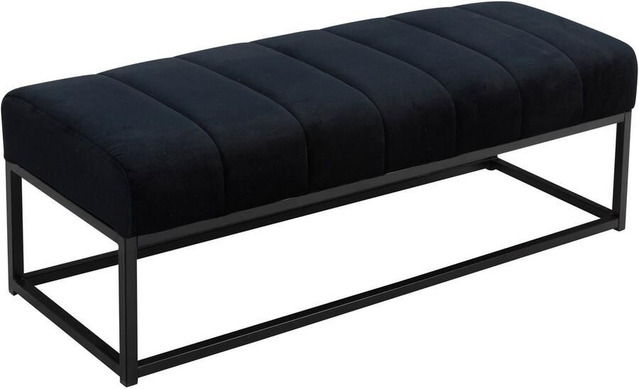 Ervesto Fluweel Zwarte Bank Design Bedbank Halbank Modern Compact en Ruimtebesparend Met Metalen Frame 120 kg Belastbaar