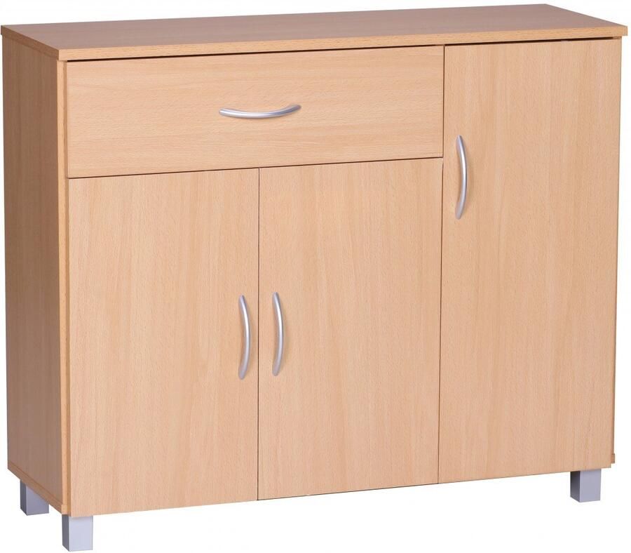 Ervesto sideboard JARRY beuk met 1 lade en 3 Doors 90 x 75 x 30 cm Ontwerp commode Pantry-vloer kast met handvatten