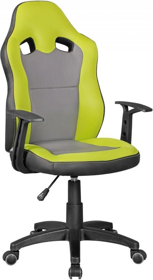 Ervesto kinderen bureaustoel SNELLE groen grijs Voor kinderen van 8 en met rugleuning harde vloer wielen jeugdstoel