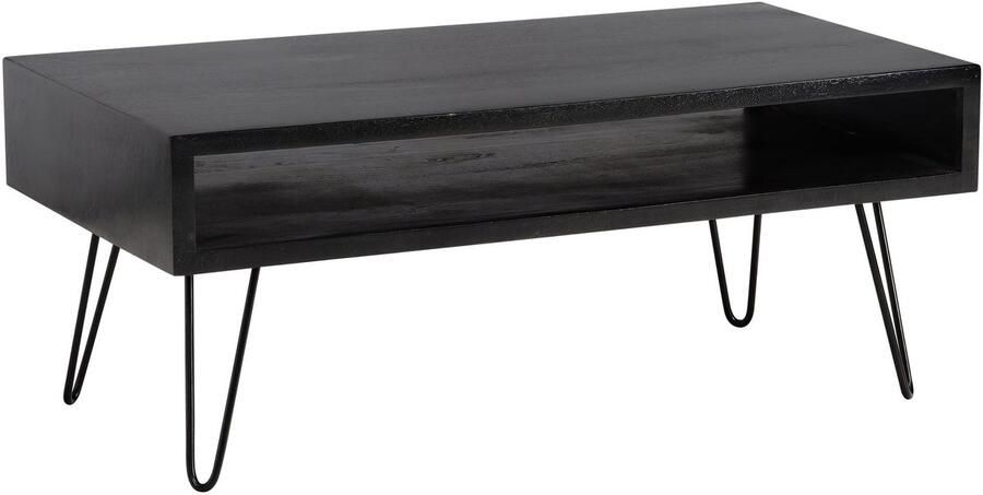 Ervesto salontafel 100x50x40 cm mango massief hout metalen salontafel design woonkamertafel rechthoekig met opbergruimte massieve salontafel grote tafel woonkamer met haarspeldpoten
