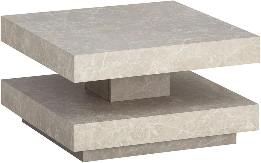 Ervesto salontafel 60x60x34 cm zandkleurige salontafel in steenlook modern design woonkamertafel met opbergruimte vierkant loungebank tafel beige salontafel klein