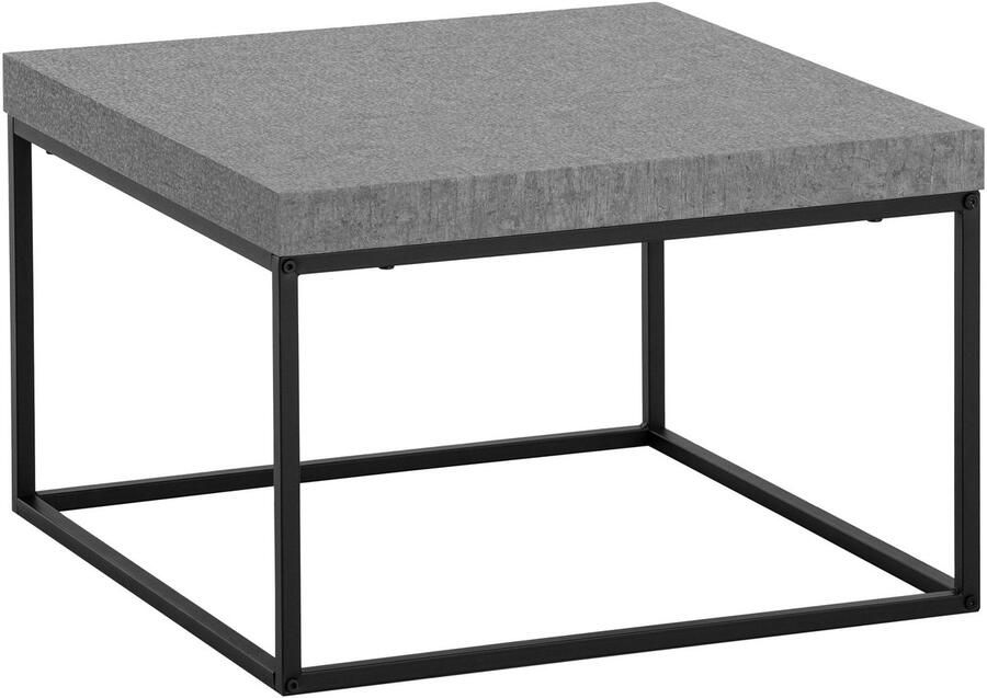 Wohnling Salontafel 60x60x38 cm Grijs Salontafel in Betonlook Modern Design Woonkamertafel Vierkant Lounge Salontafel Metalen Poten Klein