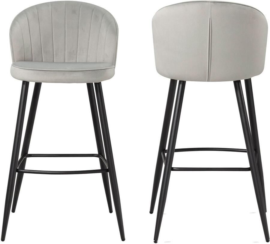 Ervesto set van 2 barkrukken fluweelgrijze kruk met rugleuning 56 x 102 5 x 52 5 cm keukenkruk Scandinavische stof metaal 110 kg design barkruk tegenkruk bistrokruk gestoffeerd