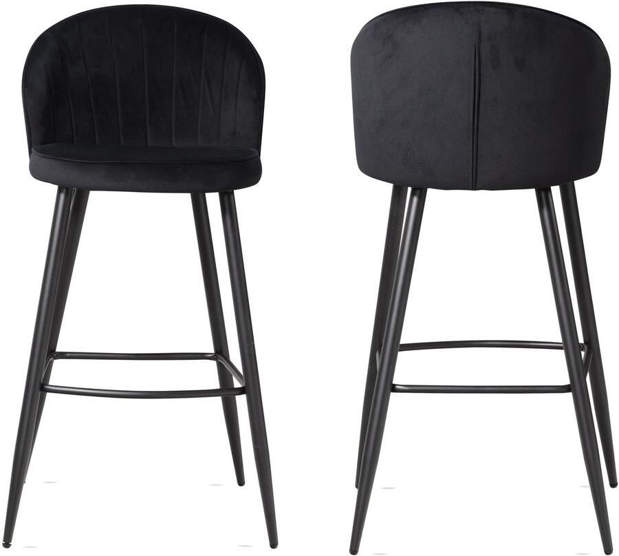 Ervesto set van 2 barkrukken zwart fluwelen kruk met rugleuning 56 x 102 5 x 52 5 cm keukenkruk Scandinavische stof metaal 110 kg design barkruk tegenkruk bistrokruk gestoffeerd