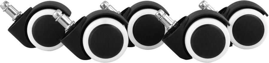 Ervesto set van 5 gladde harde vloer voor bureaustoel 11 mm pen diameter 50 mm Witte premium bureaustoelwielen voor harde vloeren