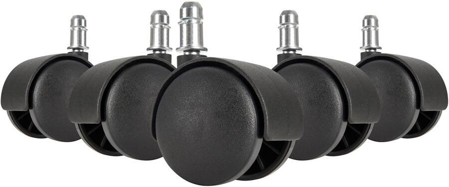 Ervesto set van 5 lichtlopende wielen voor harde vloeren voor bureaustoel 11 mm pen diameter 50 mm Zwarte premium bureaustoel wielen Zwenkwielen voor harde vloeren