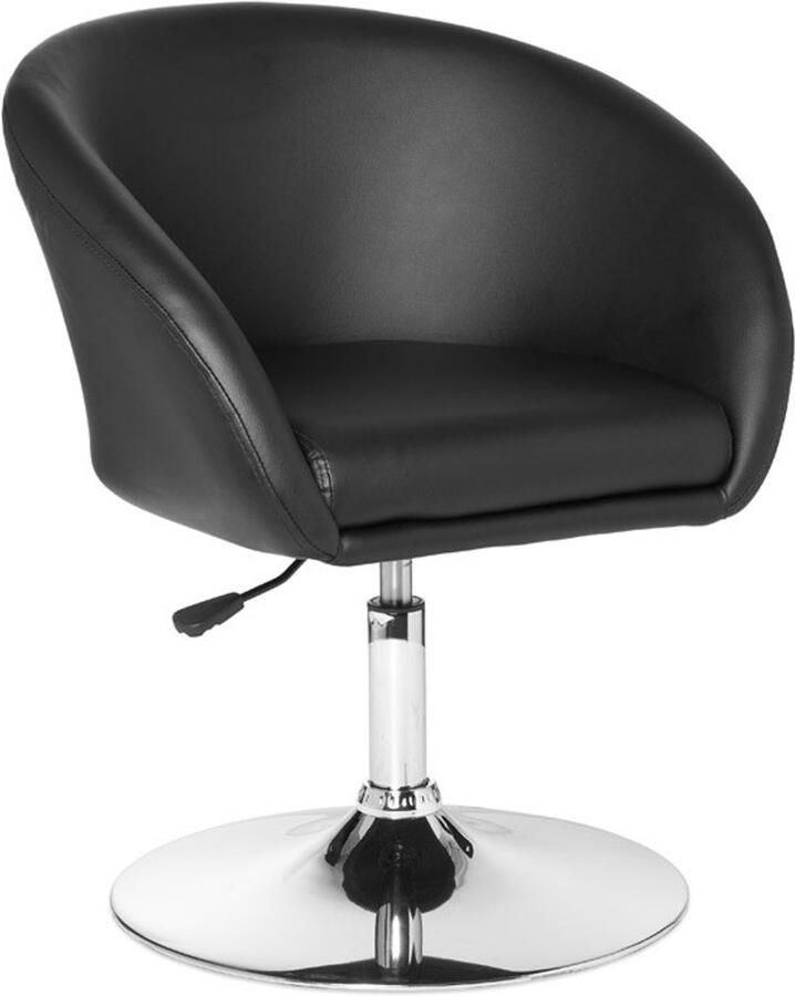 Ervesto SPM2.157 Relaxfauteuil Loungefauteuil Kunstleer Zwart Draaifauteuil Met Tulpvoet Verstelbare Zithoogte 44-56 Cm Belastbaar Tot 120 Kg Eetkamerstoel En Clubfauteuil