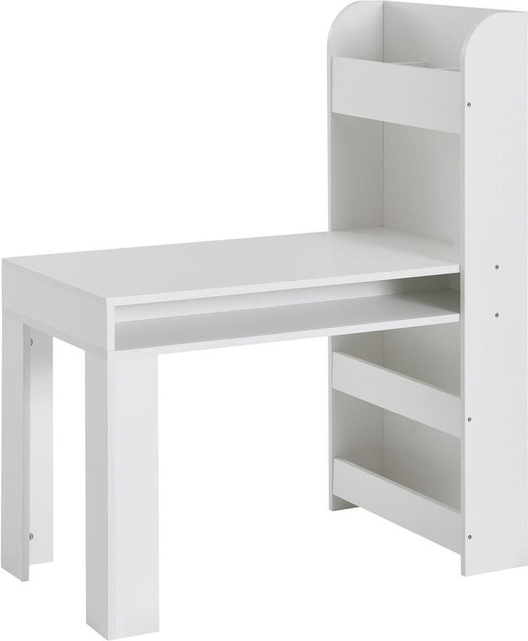 Wohnling wit 90x50x110 cm schildertafel kinderkamer met plank | Kindertafel modern | Studentenbureau met opbergruimte | Schoolbank smal