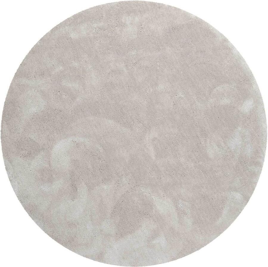 Esprit #relaxx Hoogpolig vloerkleed 200 x 200 cm rond lichtgrijs crème