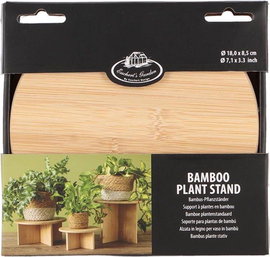 Esschert Design plantentafeltje van bamboe afmeting: D18 cm x H8.5 cm