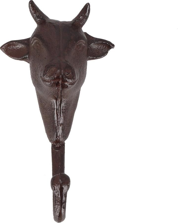 Esschert Design Gietijzeren kapstokhaak koe rund donkerbruin