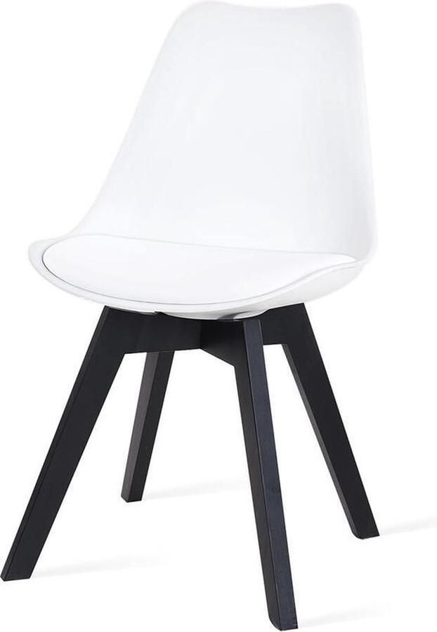 Essence Madera Eetkamerstoel Wit Kunststof PU Zitting Zwarte Houten Poten Modern Kuipstoel