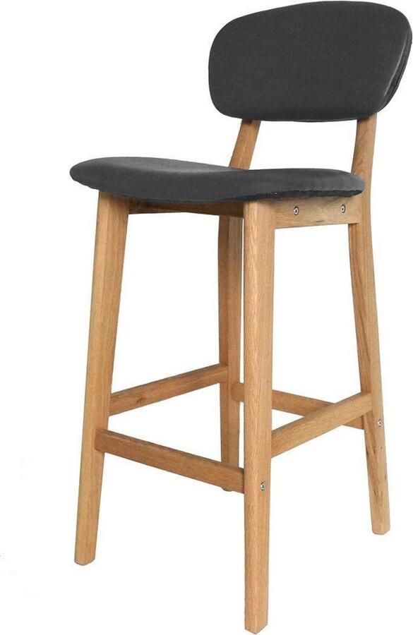 Essence Wood houten barkruk met kunstleren zitting 65 cm