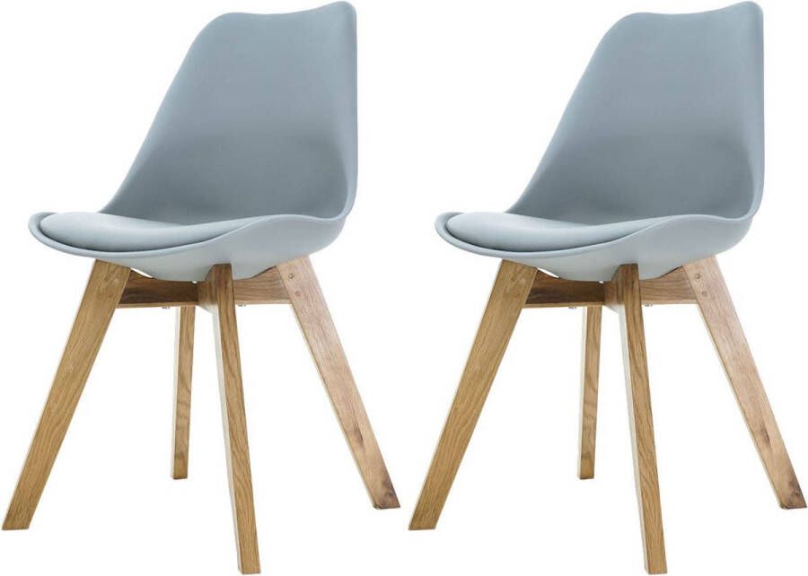 Essence Madera Eetkamerstoel lichtgrijs Houten onderstel Set van 2