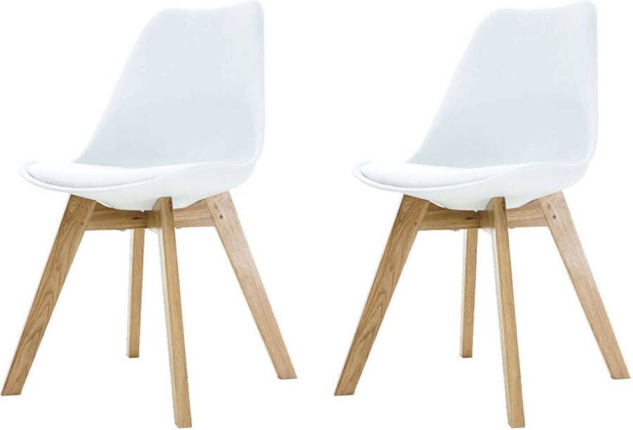 Essence Madera Eetkamerstoel wit Houten onderstel Set van 2
