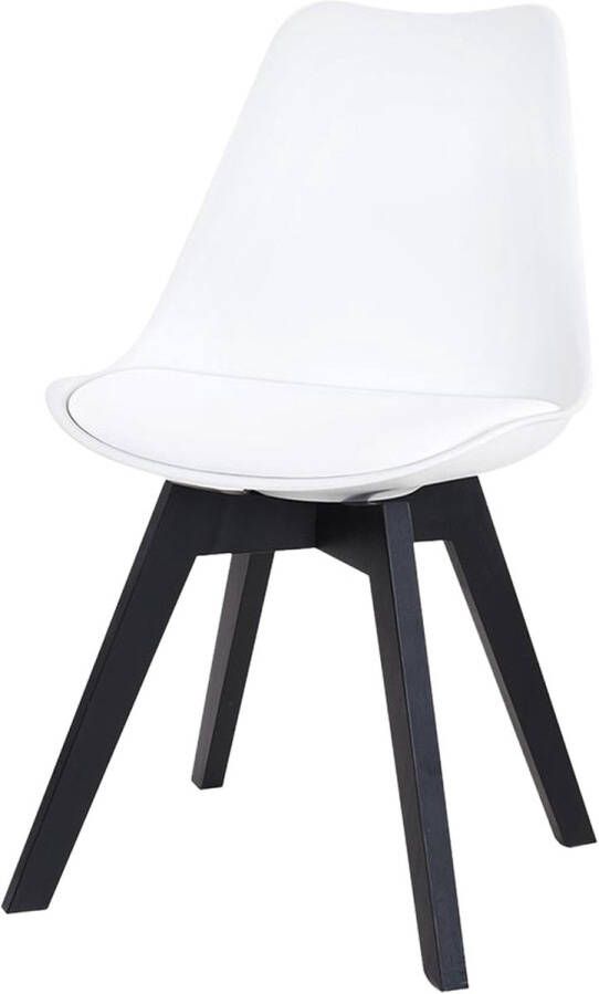 Essence Madera Eetkamerstoel Wit Kunststof PU Zitting Zwarte Houten Poten Modern Kuipstoel - Foto 2
