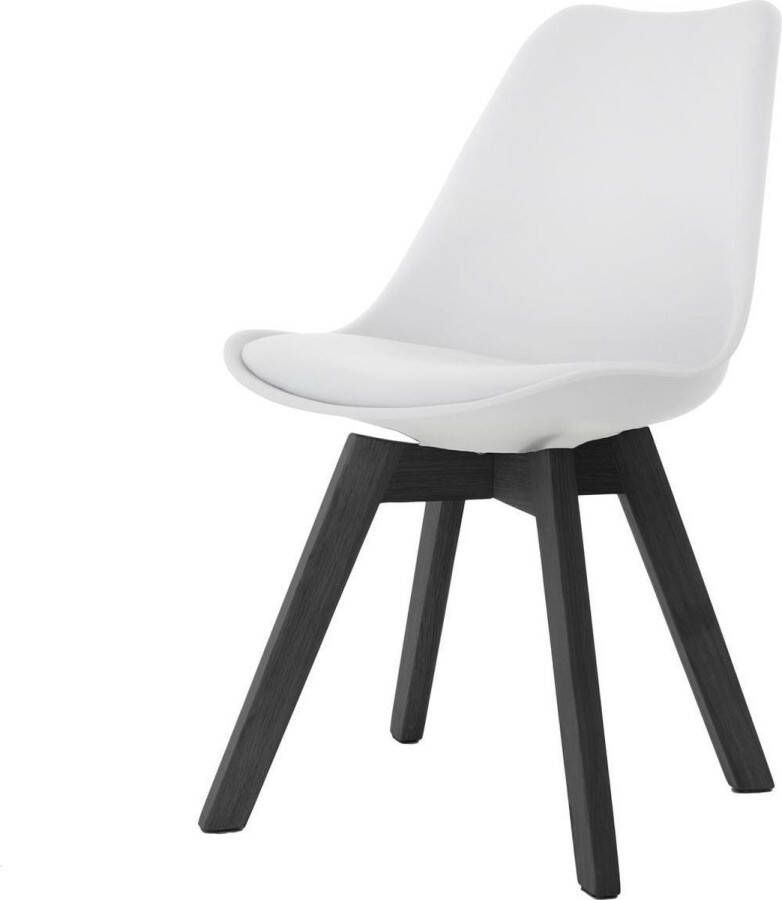Essence Madera Eetkamerstoel Wit Kunststof PU Zitting Zwarte Houten Poten Modern Kuipstoel - Foto 3