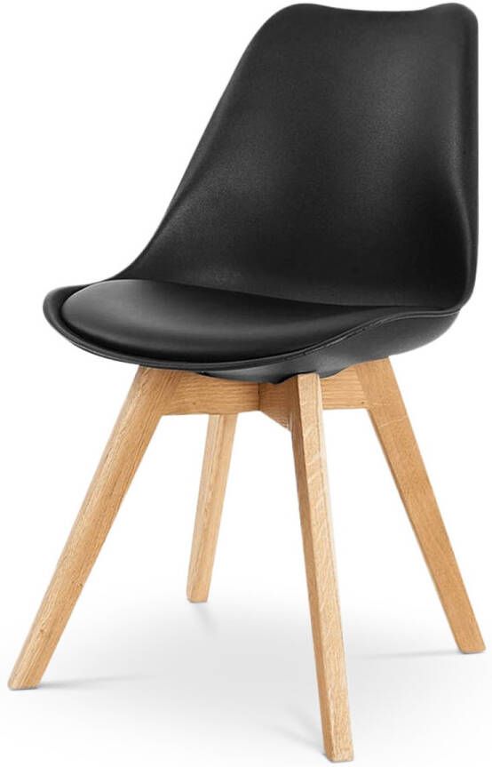 Essence Madera Eetkamerstoel Zwart Kunststof PU Zitting Naturel Houten Poten Modern Kuipstoel - Foto 2