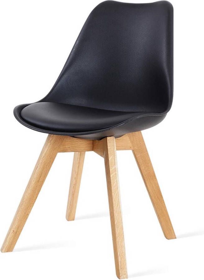 Essence Madera Eetkamerstoel Zwart Kunststof PU Zitting Naturel Houten Poten Modern Kuipstoel