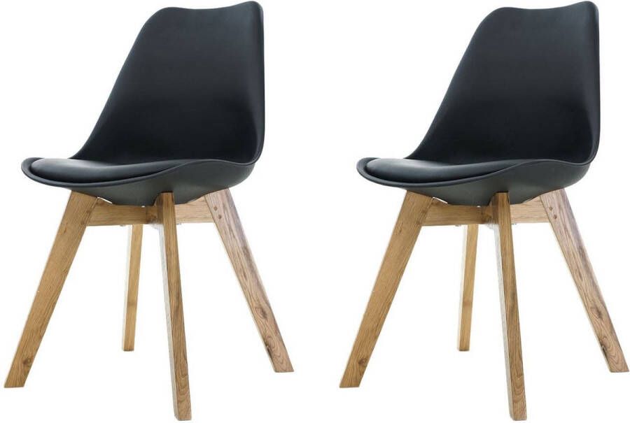 Essence Madera Eetkamerstoel zwart Houten onderstel Set van 2