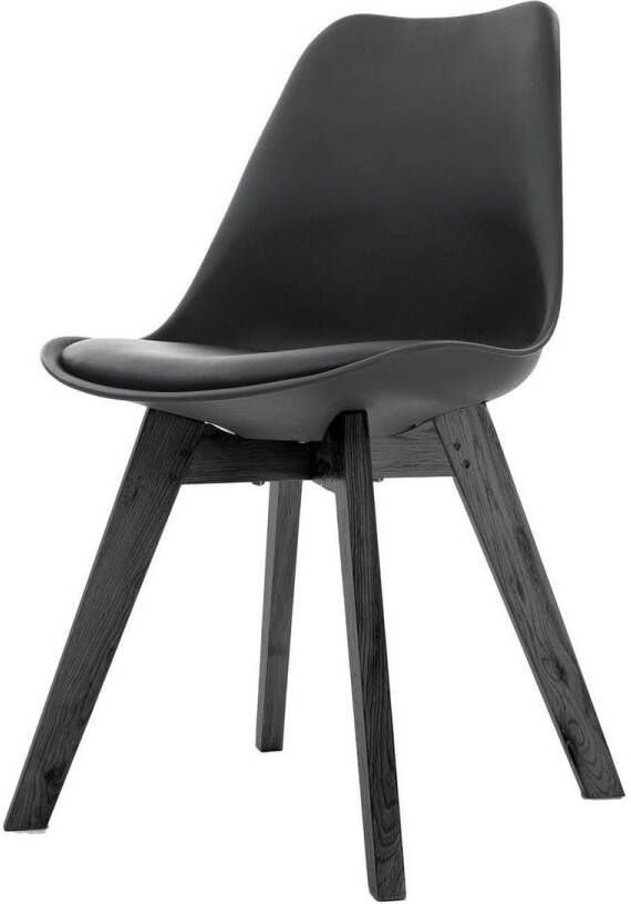 Essence Madera Eetkamerstoel Zwart Kunststof PU Zitting Zwarte Houten Poten Modern Kuipstoel - Foto 2