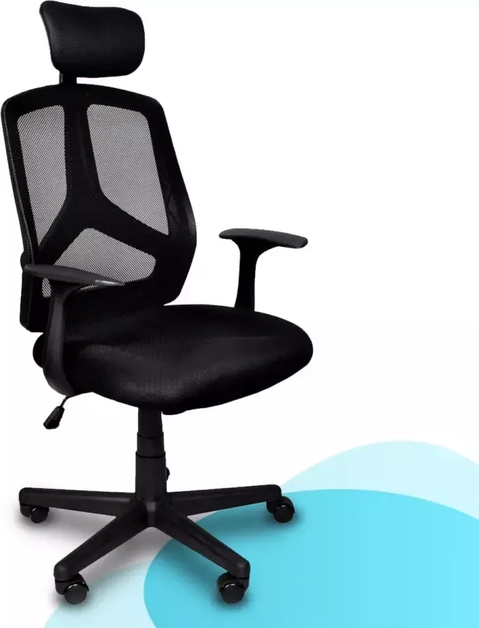 Essential Goods Ergonomische Bureaustoel Mesh Verstelbaar Afneembaar Hoofdsteun Zwart