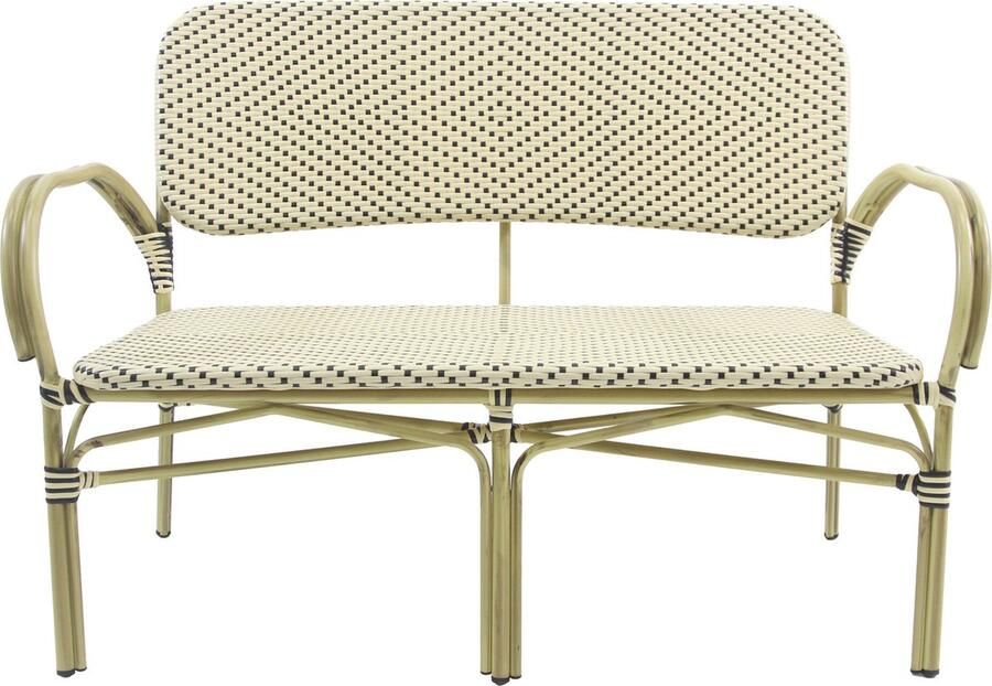 Giga Meubel Bistrobank Wit Zwart Aluminium Rotan 130x89 cm Felix