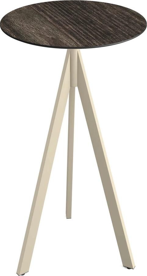 Essentials Infinity Tripod Statafel Zand Frame + Riverwashed Wood HPL 70 cm 140061470 Horeca & Professioneel