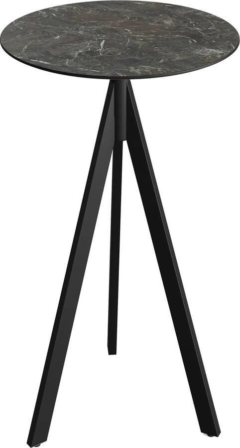 Essentials Infinity Tripod Statafel Zwart Frame + Galaxy Marble HPL 70 cm 140041570 Horeca & Professioneel