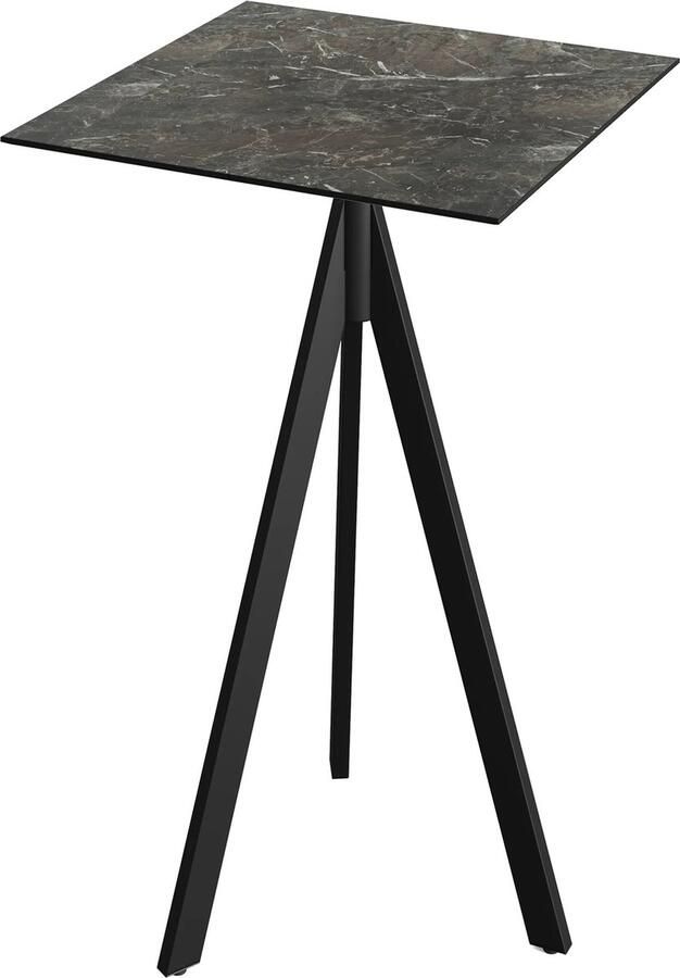 Essentials Infinity Tripod Statafel Zwart Frame + Galaxy Marble HPL 70x70 cm 140041577 Horeca & Professioneel