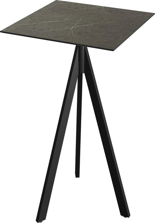 Essentials Infinity Tripod Statafel Zwart Frame + Midnight Marble HPL 70x70 cm 140041677 Horeca & Professioneel