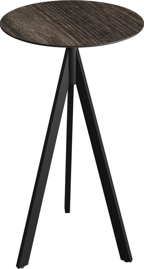 Essentials Infinity Tripod Statafel Zwart Frame + Riverwashed Wood HPL 70 cm 140041470 Horeca & Professioneel