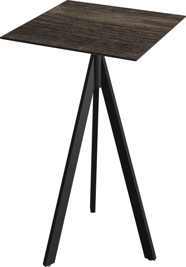 Essentials Infinity Tripod Statafel Zwart Frame + Riverwashed Wood HPL 70x70 cm 140041477 Horeca & Professioneel