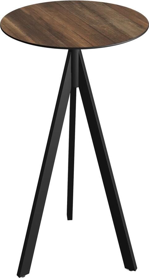 Essentials Infinity Tripod Statafel Zwart Frame + Tropical Wood HPL 70 cm 140041270 Horeca & Professioneel