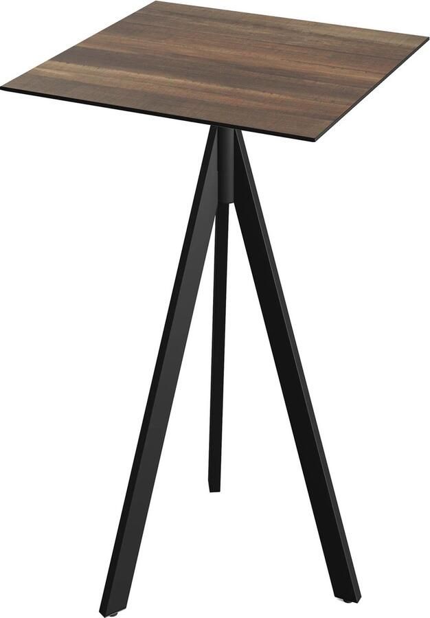 Essentials Infinity Tripod Statafel Zwart Frame + Tropical Wood HPL 70x70 cm 140041277 Horeca & Professioneel