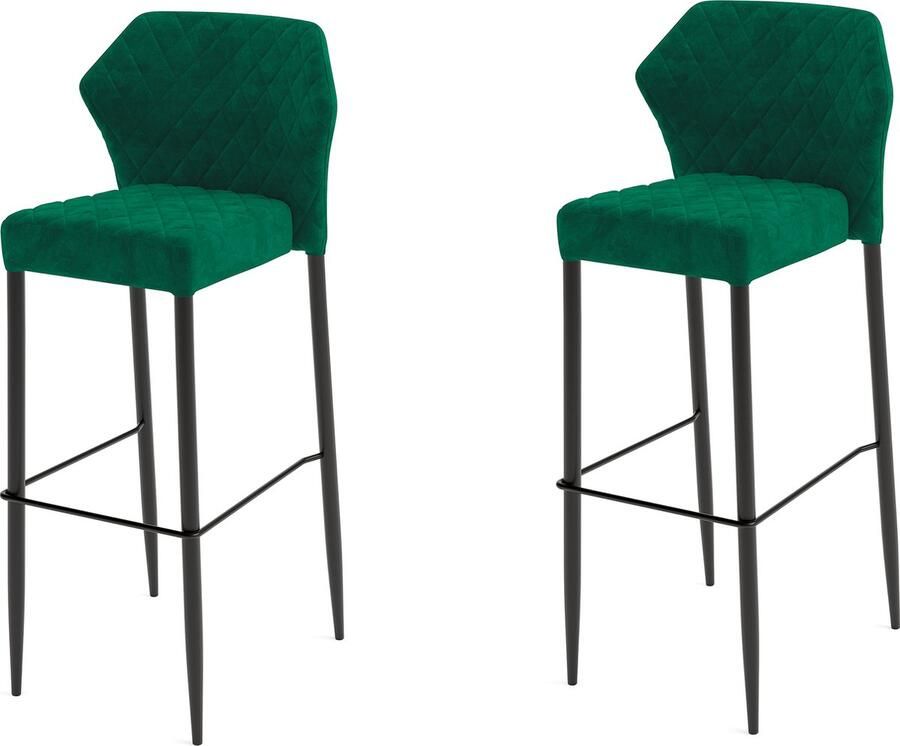 Essentials Louis barkruk groen set van 4 fluweel bekleed brandvertragend 50x47x105cm (LxBxH) - Foto 2