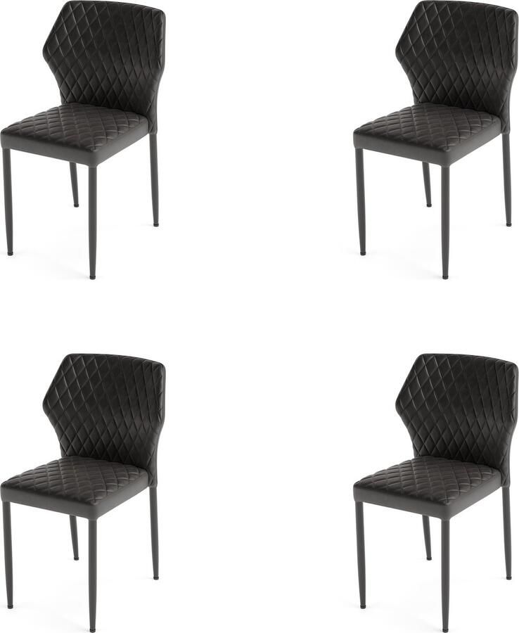 Essentials Louis Stapelstoel zwart Kunstleder brandvertragend SET VAN 4
