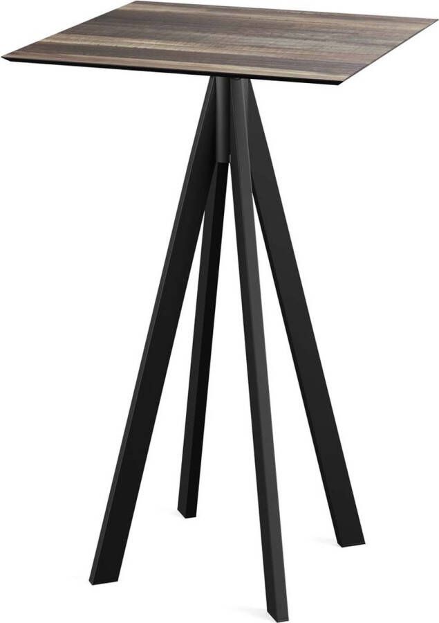 Essentials Infinity Statafel Zwart Frame + Tropical Wood HPL 70x70 cm 120041277
