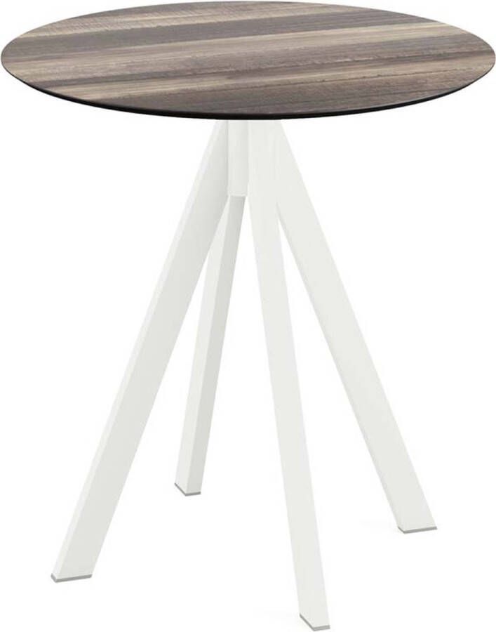 Essentials Infinity Terrastafel Wit Frame + Tropical Wood HPL 70 cm 120021270