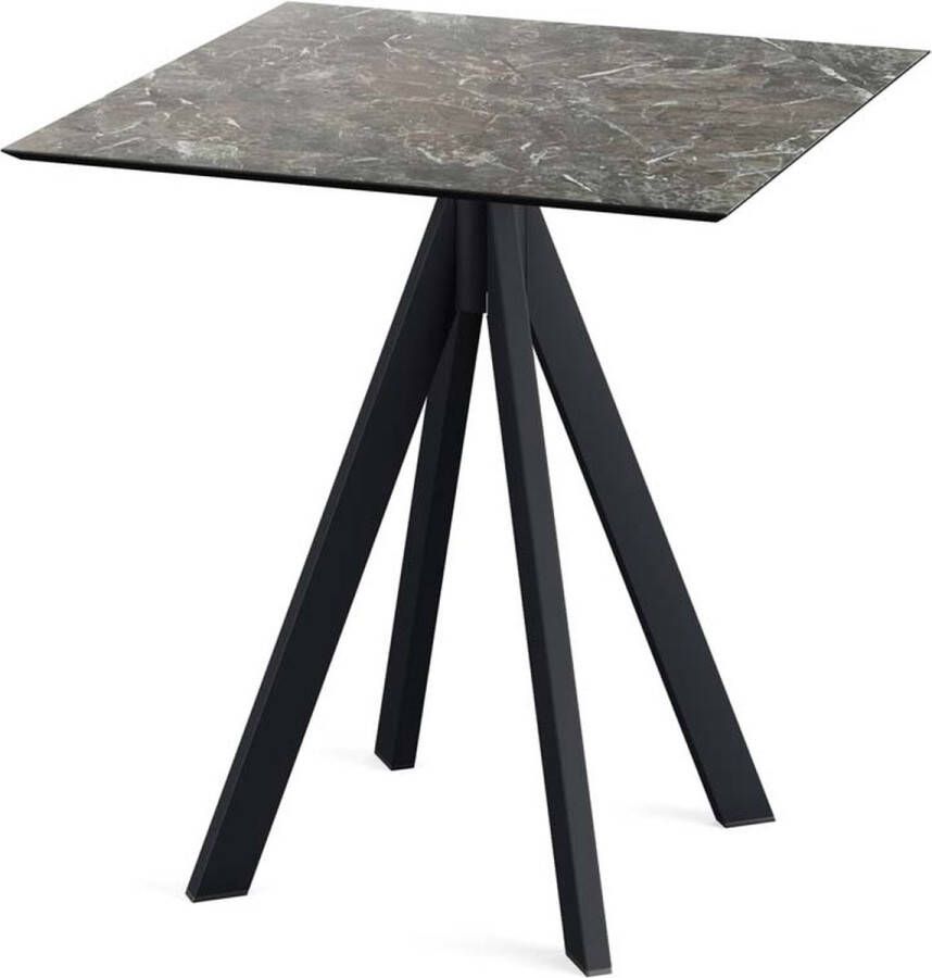 Essentials Infinity Terrastafel Zwart Frame + Galaxy Marble HPL 70x70 cm 120011577