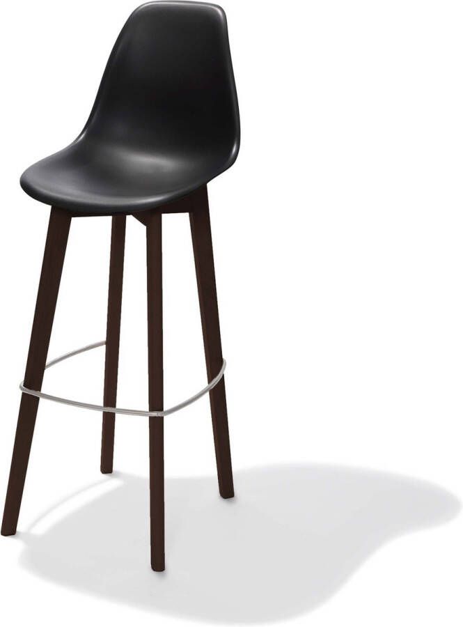 Essentials Keeve Stapelbare barkruk zwart berkenhouten frame en kunststof zitting SET VAN 4