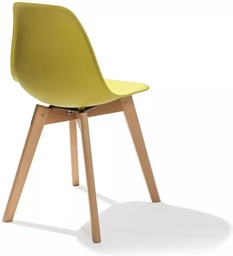 Essentials Keeve Stapelbare stoel geel berkenhouten frame en kunststof zitting 47x53x83cm (LxBxH) 505F01SY