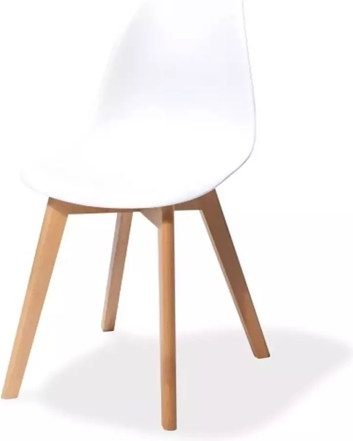Essentials Keeve Stapelbare stoel wit berkenhouten frame en kunststof zitting 47x53x83cm (LxBxH) 505F01SW